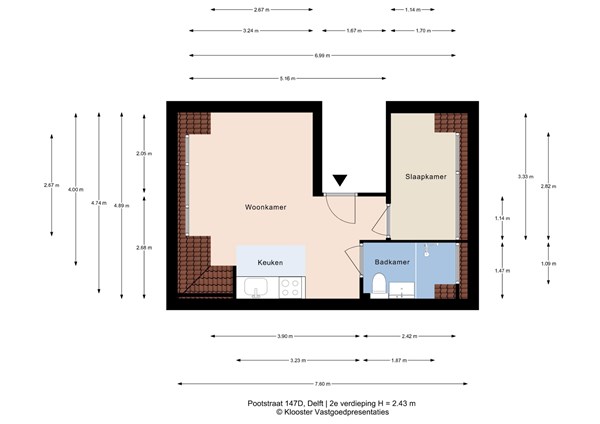 Plattegrond - Pootstraat 147D, 2613 PJ Delft - 2e Verdieping.jpg